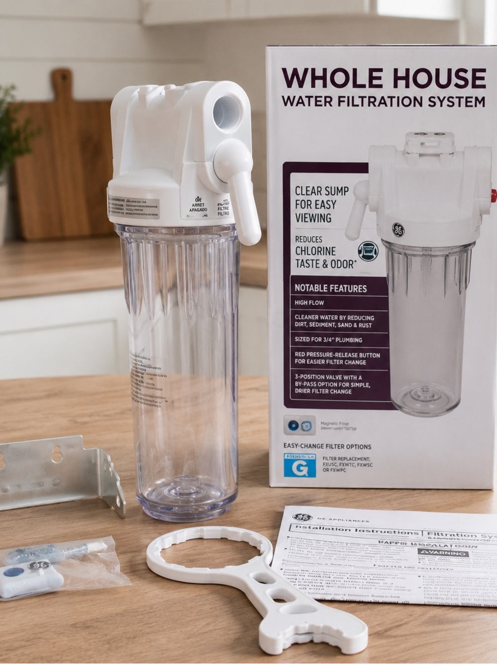 GE GXWH20T Whole House Water Filter System 3/4” Bypass Open Box